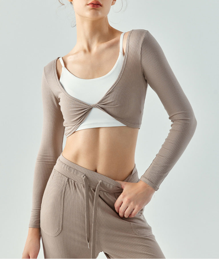 Flash Sale - Kink Pleated Front Breathable Slim Fit Yoga Sweater