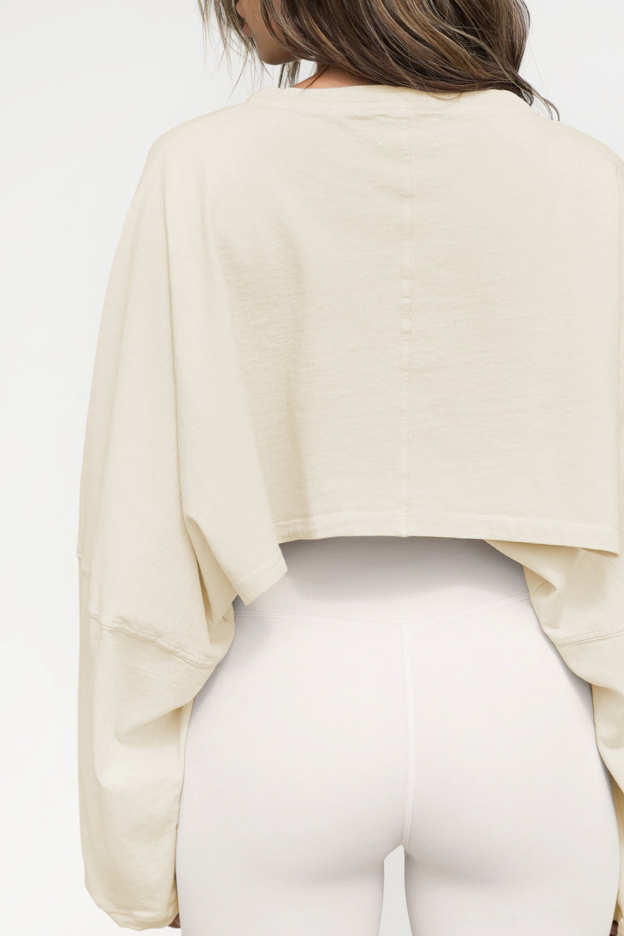 Puffy Long Sleeves Round Neck Crop Top