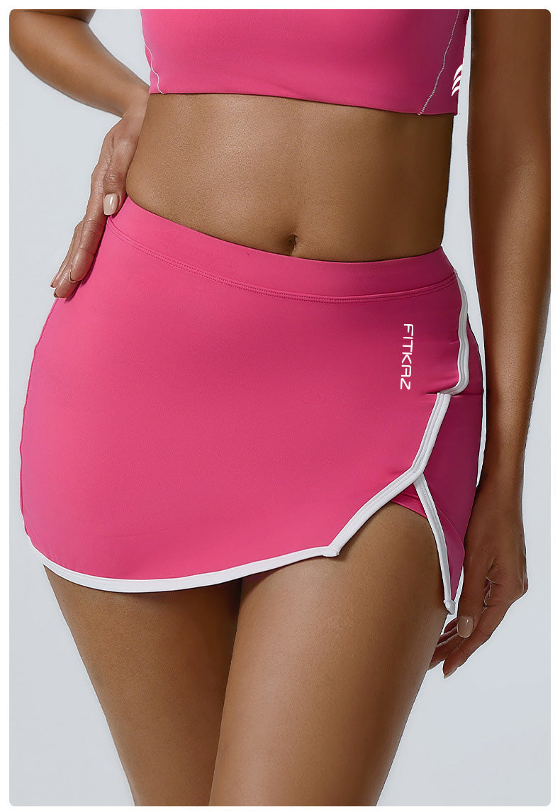 White Line Build-in Shorts Slim Fit Mini Sports Skirts