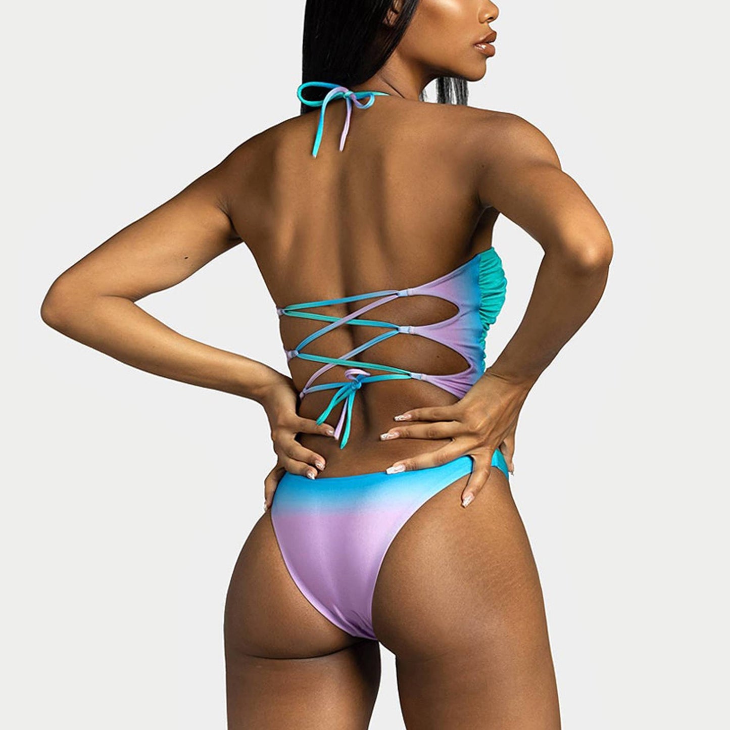 Mermaid Series Hollow Wrap One-Piece Swimsuit Bikini