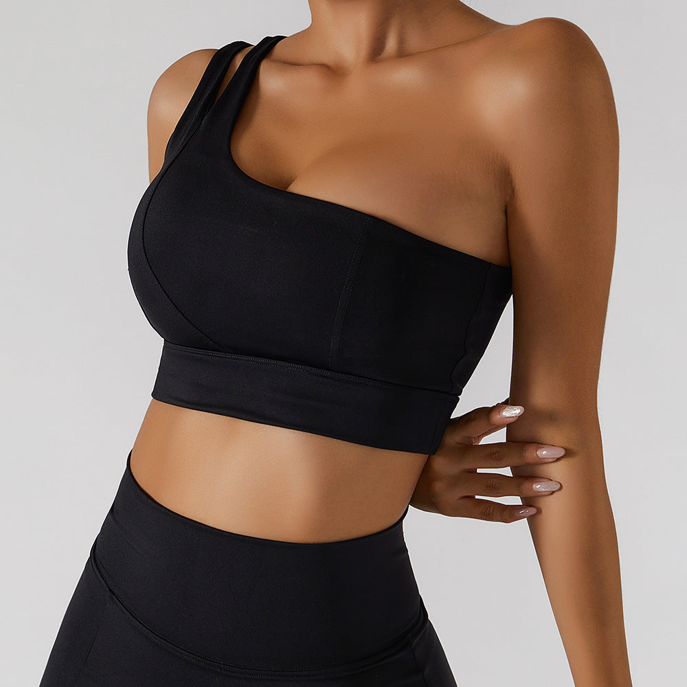 Irregular One Shoulder Thick Straps High Intensity Sports Bra