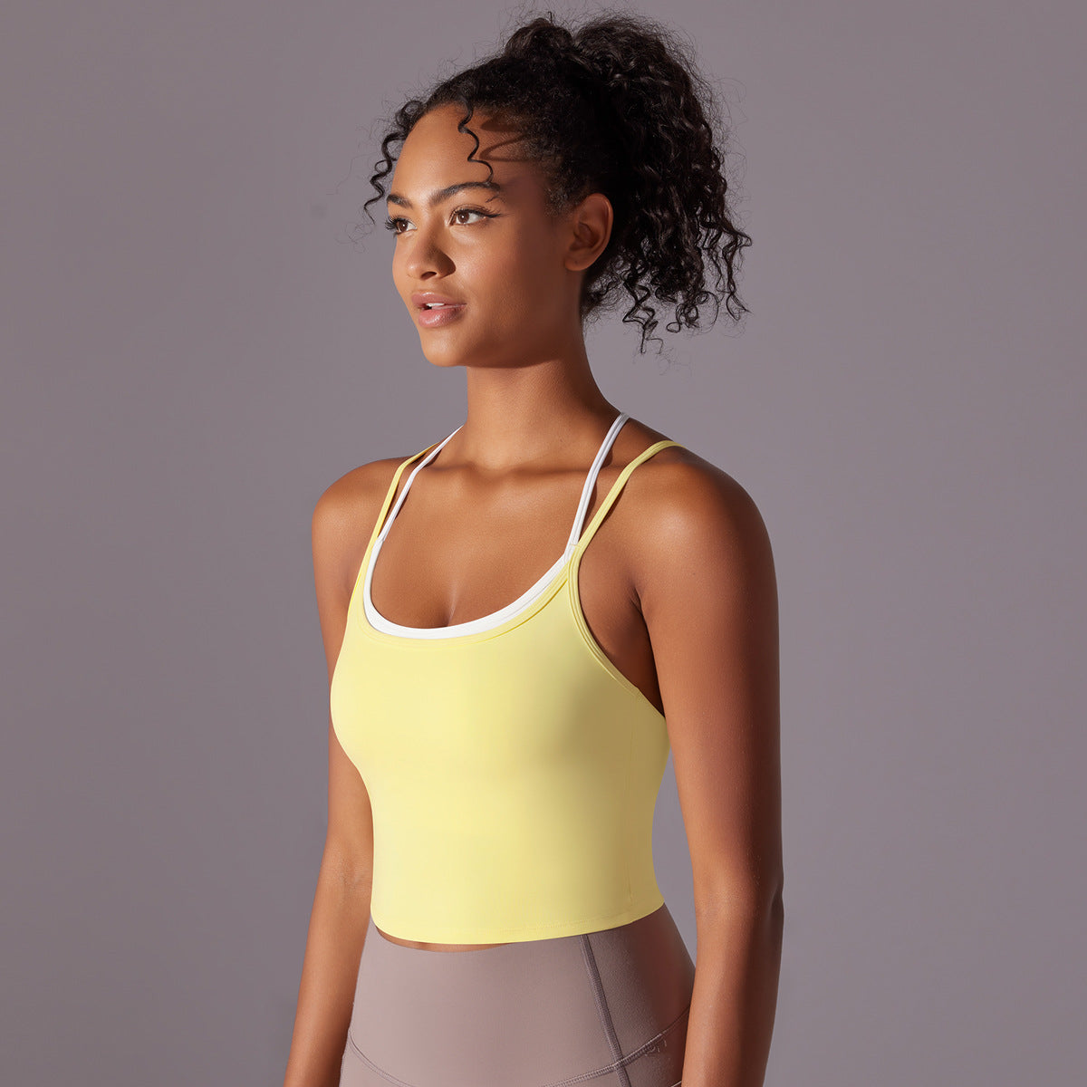 Crossed Line Strap Fake Two-Piece Sports Tank Top