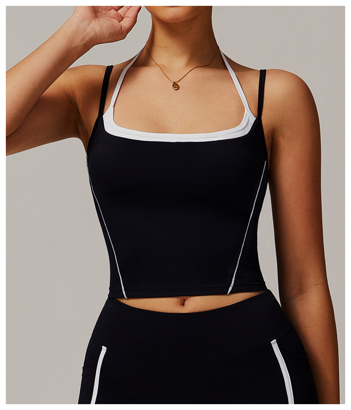 Skin Touch White Doodle Lines Sports Tank Top