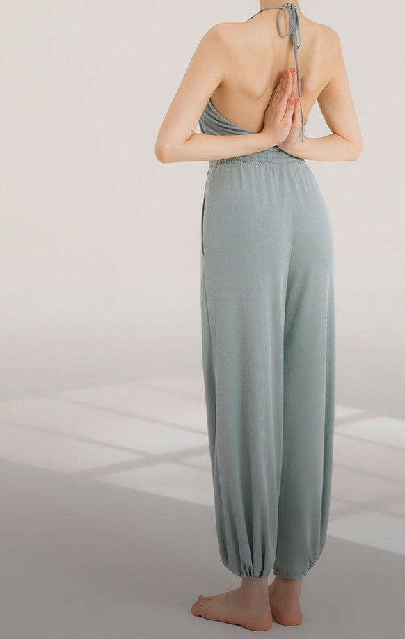 Loose Halter Top Yoga Pilates Casual Jumpsuit Sports Pan
