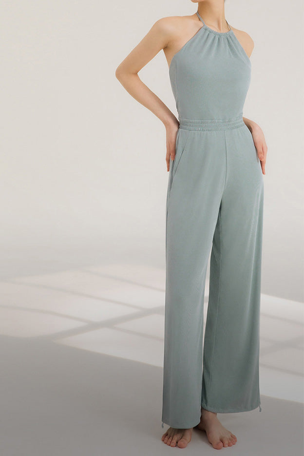 Loose Halter Top Yoga Pilates Casual Jumpsuit Sports Pan