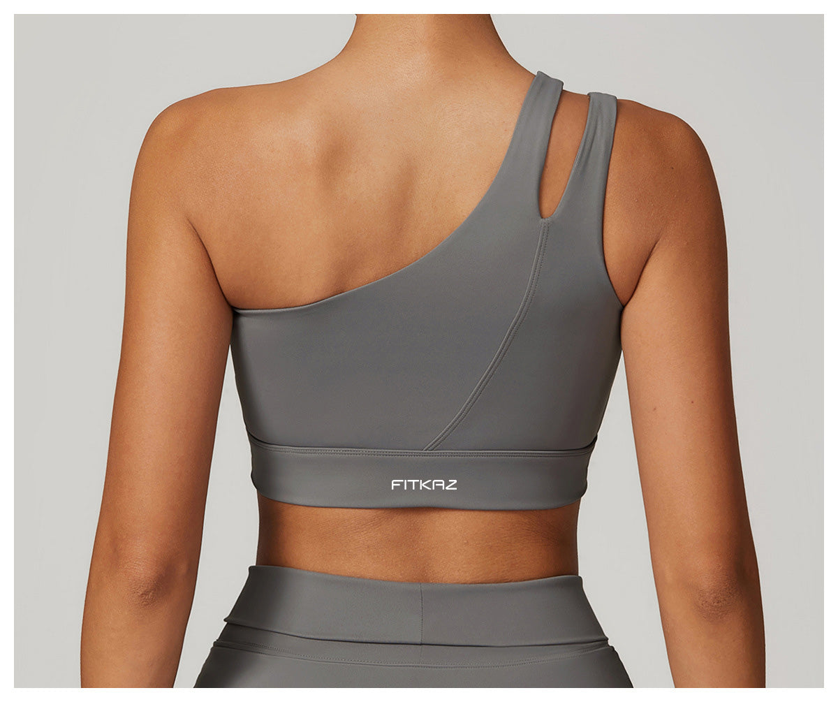 Irregular One Shoulder Thick Straps High Intensity Sports Bra