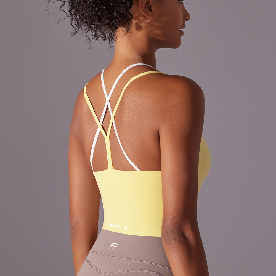 Crossed Line Strap Fake Two-Piece Sports Tank Top
