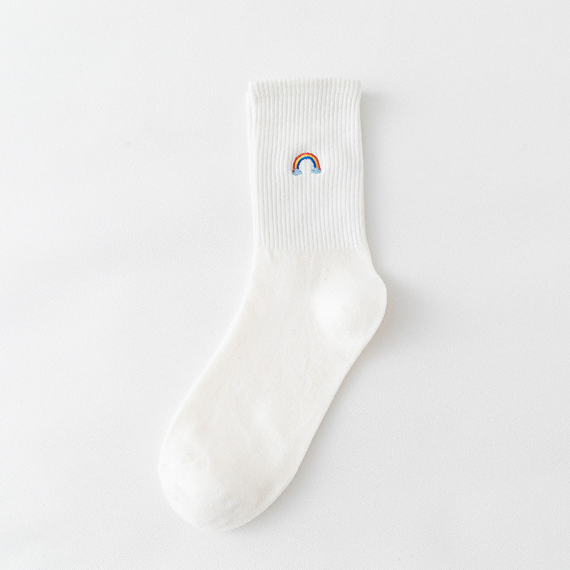 Summer Embroidery Rainbow Sports Socks