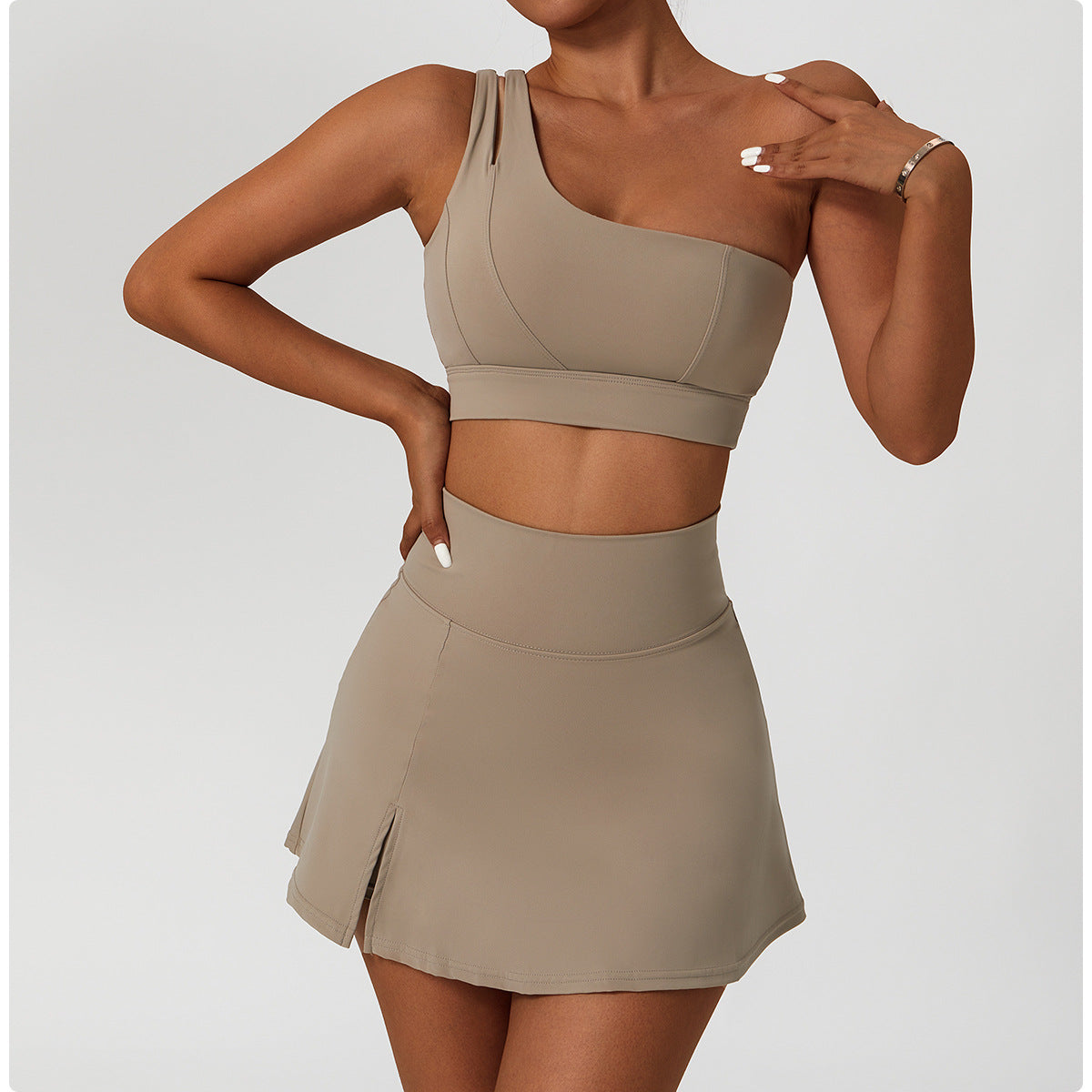 Irregular One Shoulder Thick Straps High Intensity Sports Bra
