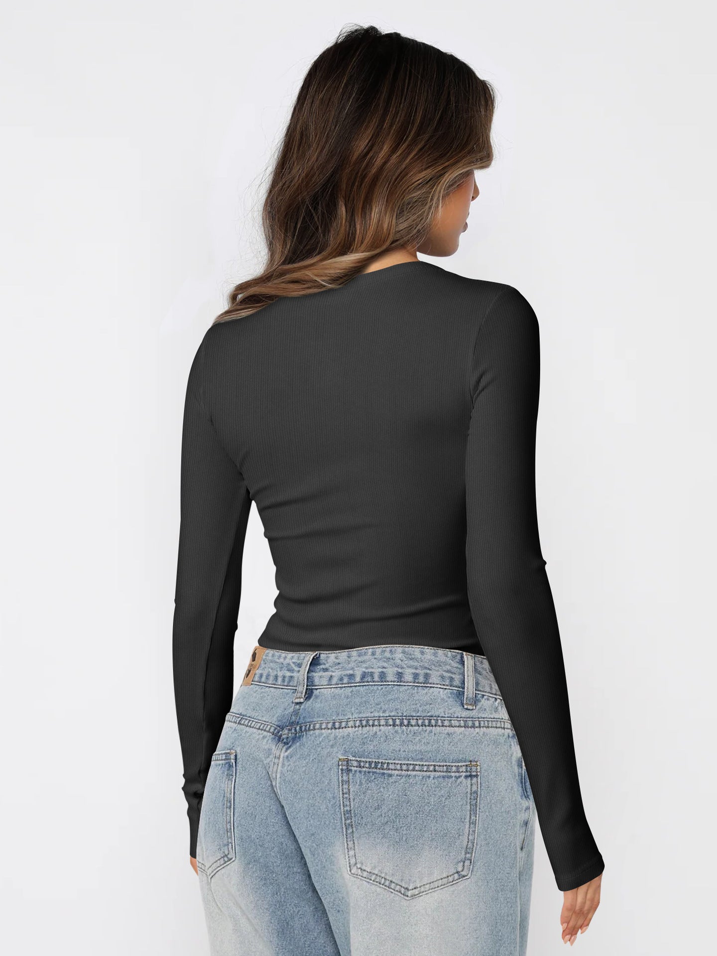 Basic Beauty Slim Fit U Neck Long Sleeve T-shirt