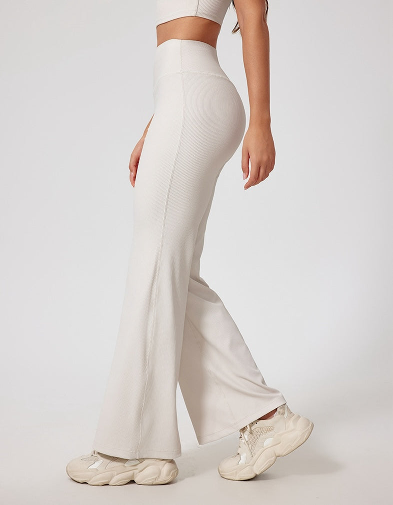 Rib Knit Casual Loose Boot Cut Sports Pants