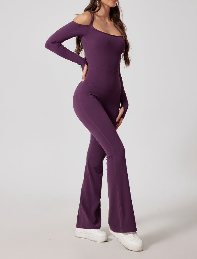 Flash Sale - Off Shoulder One-Piece Boot Cut Jumpsuit