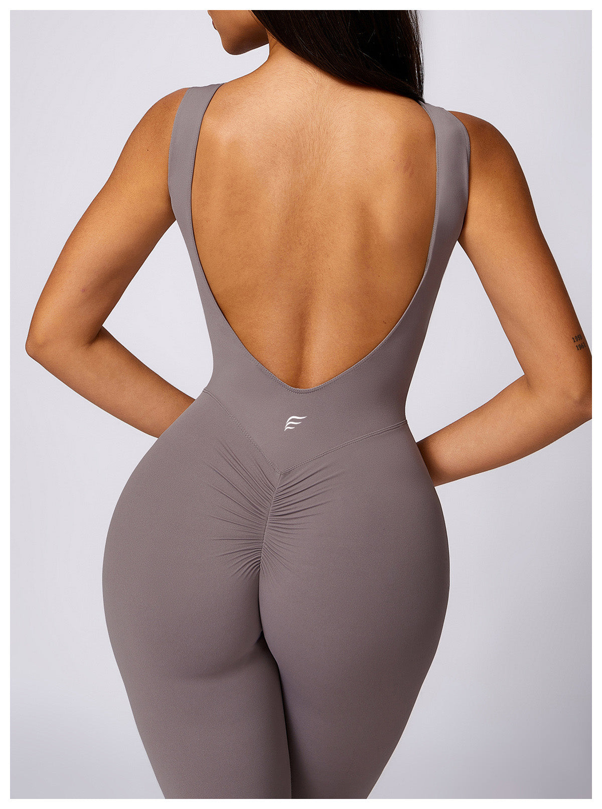 Casual Light Boot Cut Back Beauty One Piece Jumpsuit (No Pads)
