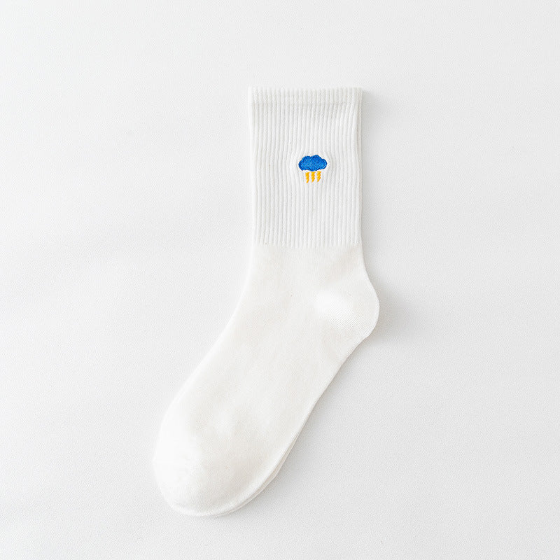 Summer Embroidery Thunderstorm Sports Socks