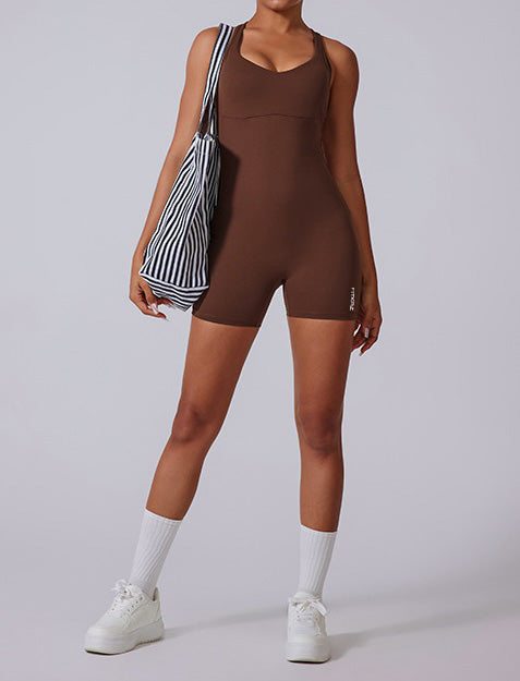 High Intensity Crossed Back Beauty Jumpsuit Shorts