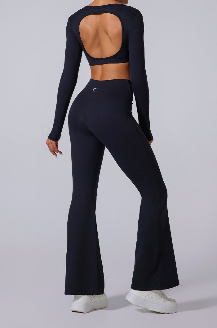 Deep V Neck Long Sleeves Crop Sports Top