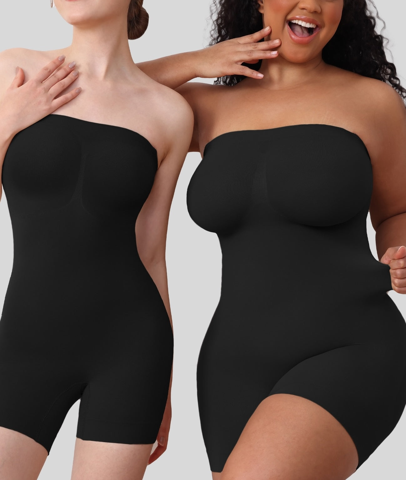 Knitted Ultra Slim Mid Thigh Detachable Straps Bodysuit