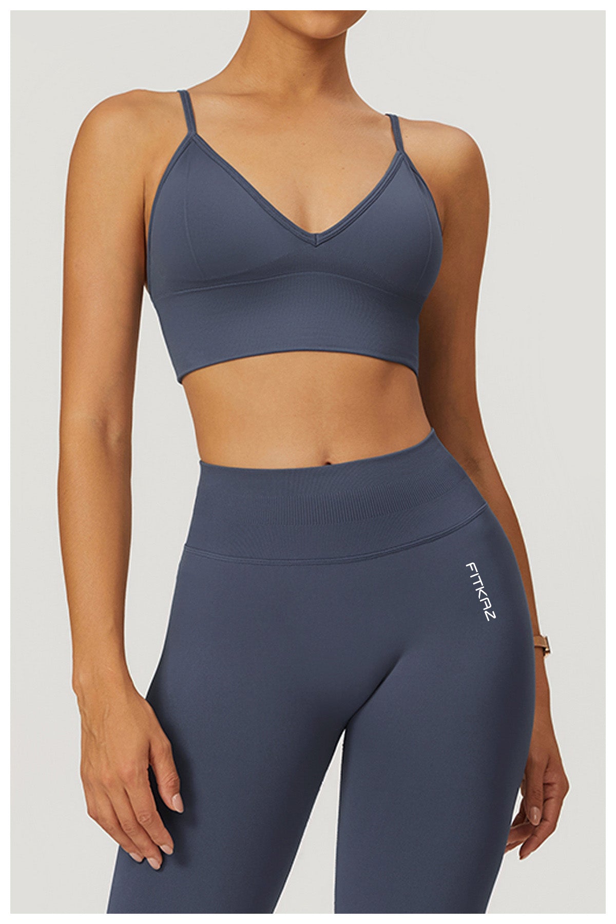 Seamless Knitted Deep V Classic Sports Bra