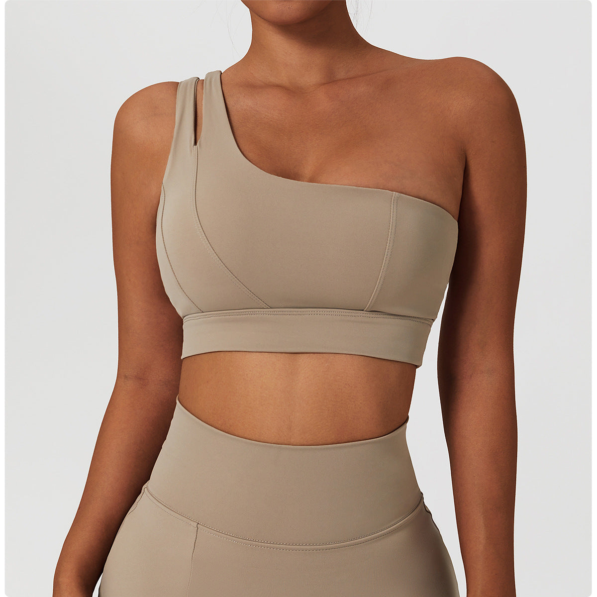 Irregular One Shoulder Thick Straps High Intensity Sports Bra