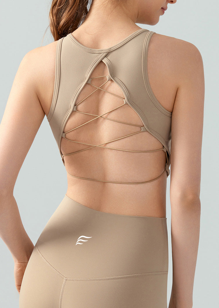 Crossed Bondage Back Beauty Casual Sports Bra