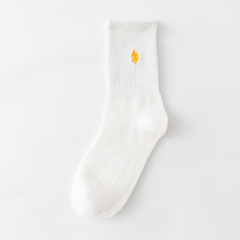 Summer Embroidery Lightning Sports Socks