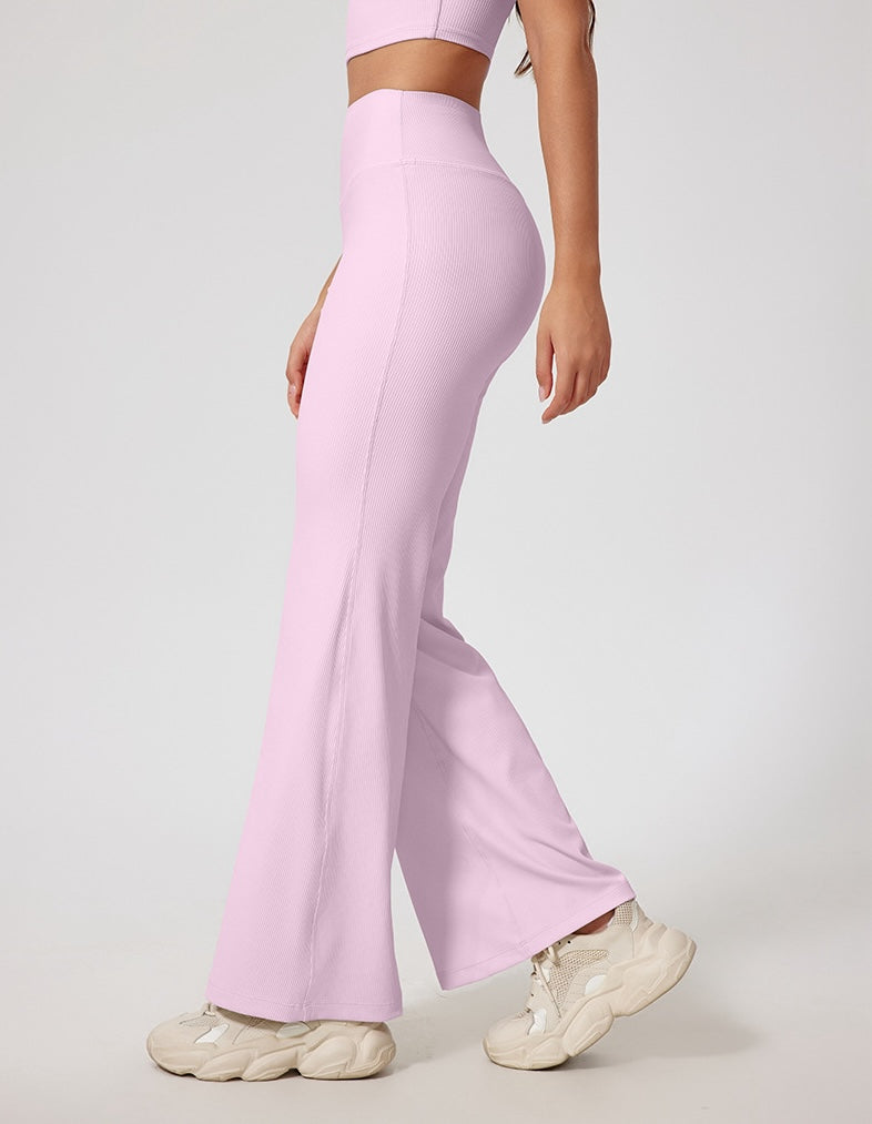 Rib Knit Casual Loose Boot Cut Sports Pants