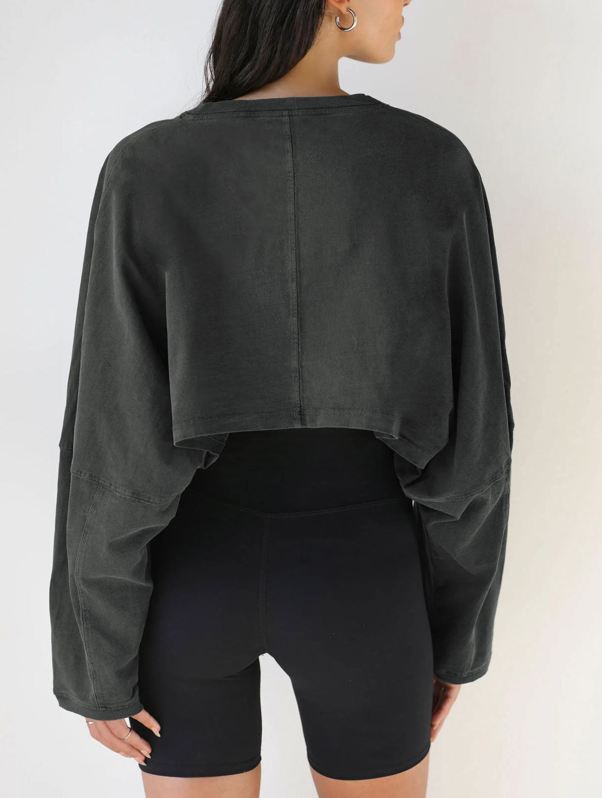 Puffy Long Sleeves Round Neck Crop Top