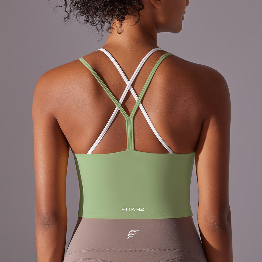 Crossed Line Strap Fake Two-Piece Sports Tank Top