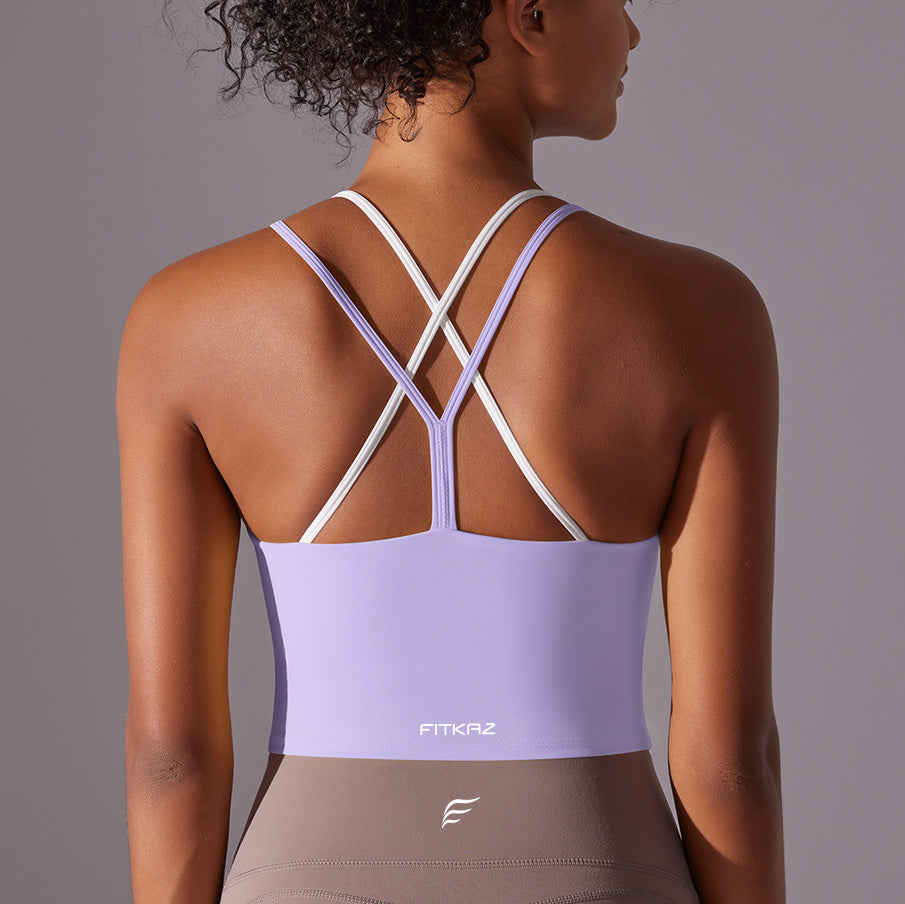 Crossed Line Strap Fake Two-Piece Sports Tank Top