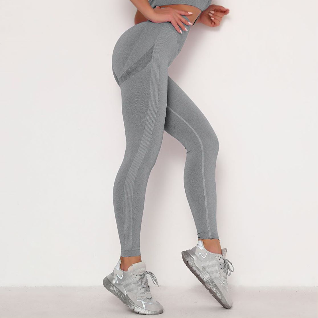 Classic Stretchy Seamless Peach Booty Leggings - Mid Grey