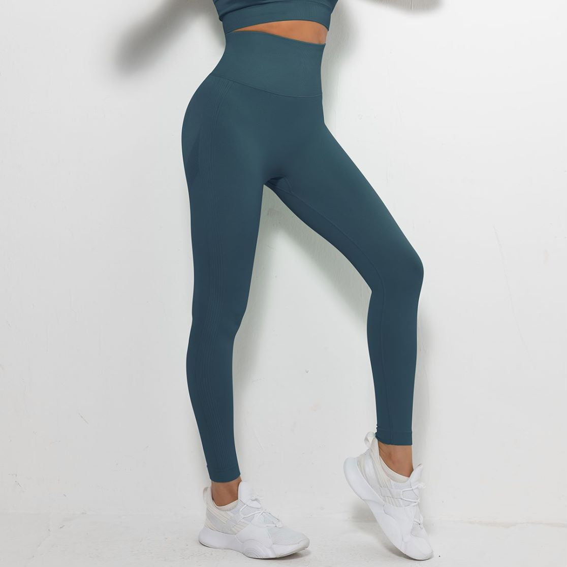 Classic Stretchy Seamless Peach Booty Leggings - Ink Green