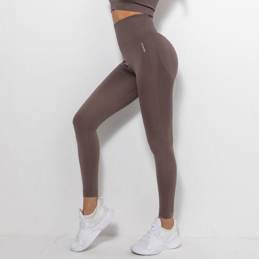 Classic Stretchy Seamless Peach Booty Leggings - Coffee