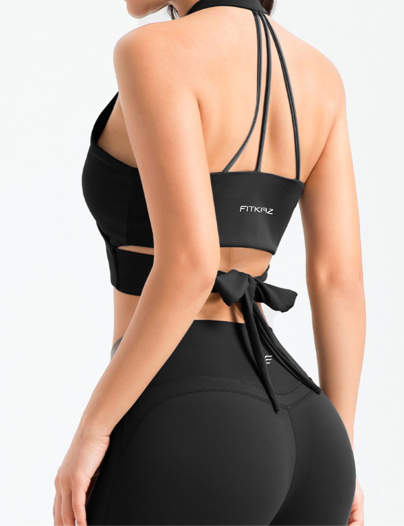 Crossed Straps Deep V Three Line Back Beauty Sports Bra