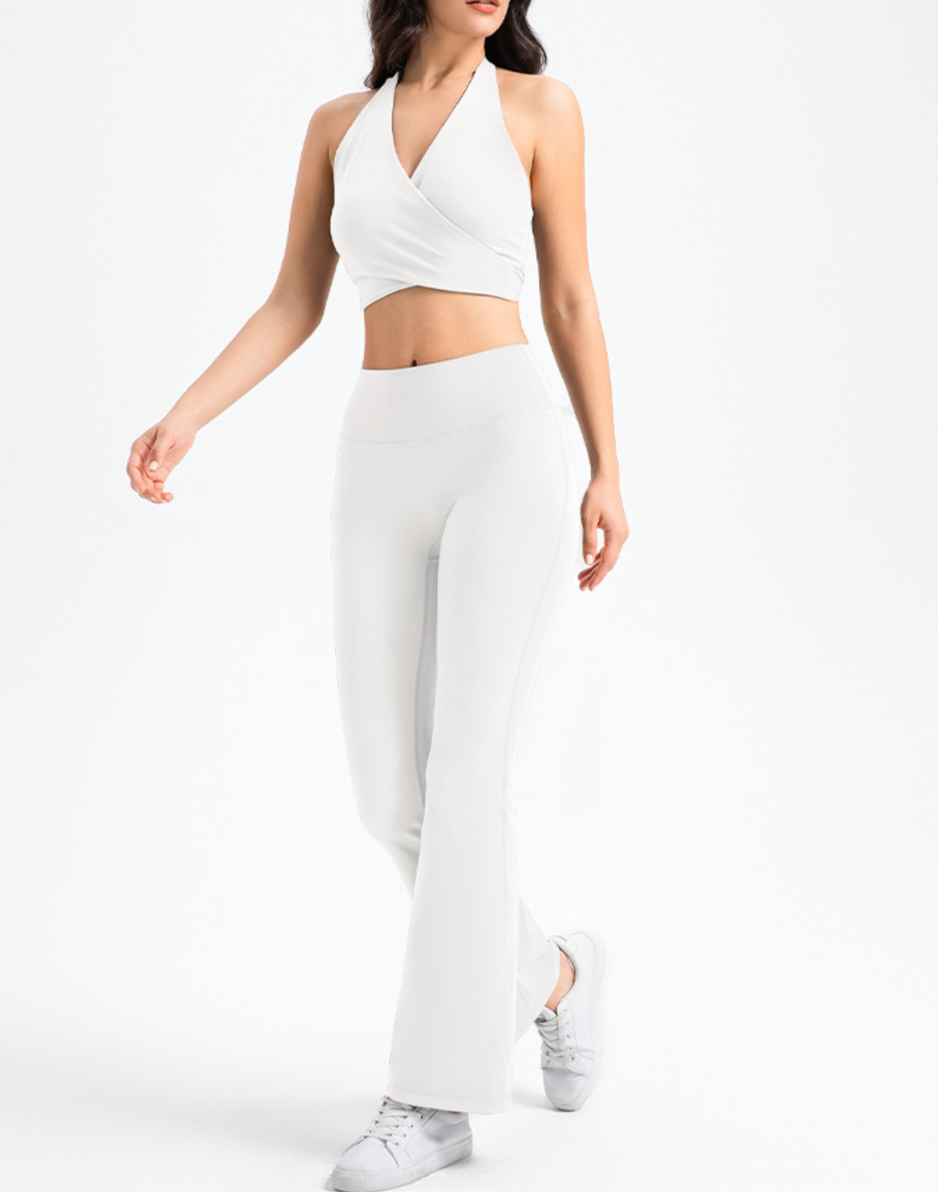 Crossed Straps Deep V Three Line Back Beauty Sports Bra