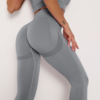 Classic Stretchy Seamless Peach Booty Leggings - Mid Grey