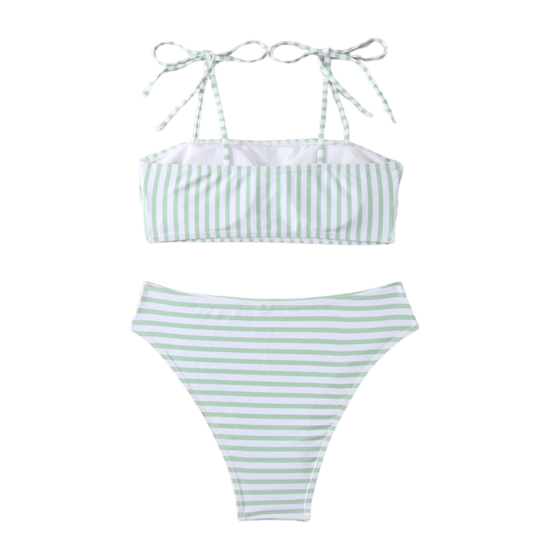 Flat Tube Top Shoulder Straps High Waist Bikini