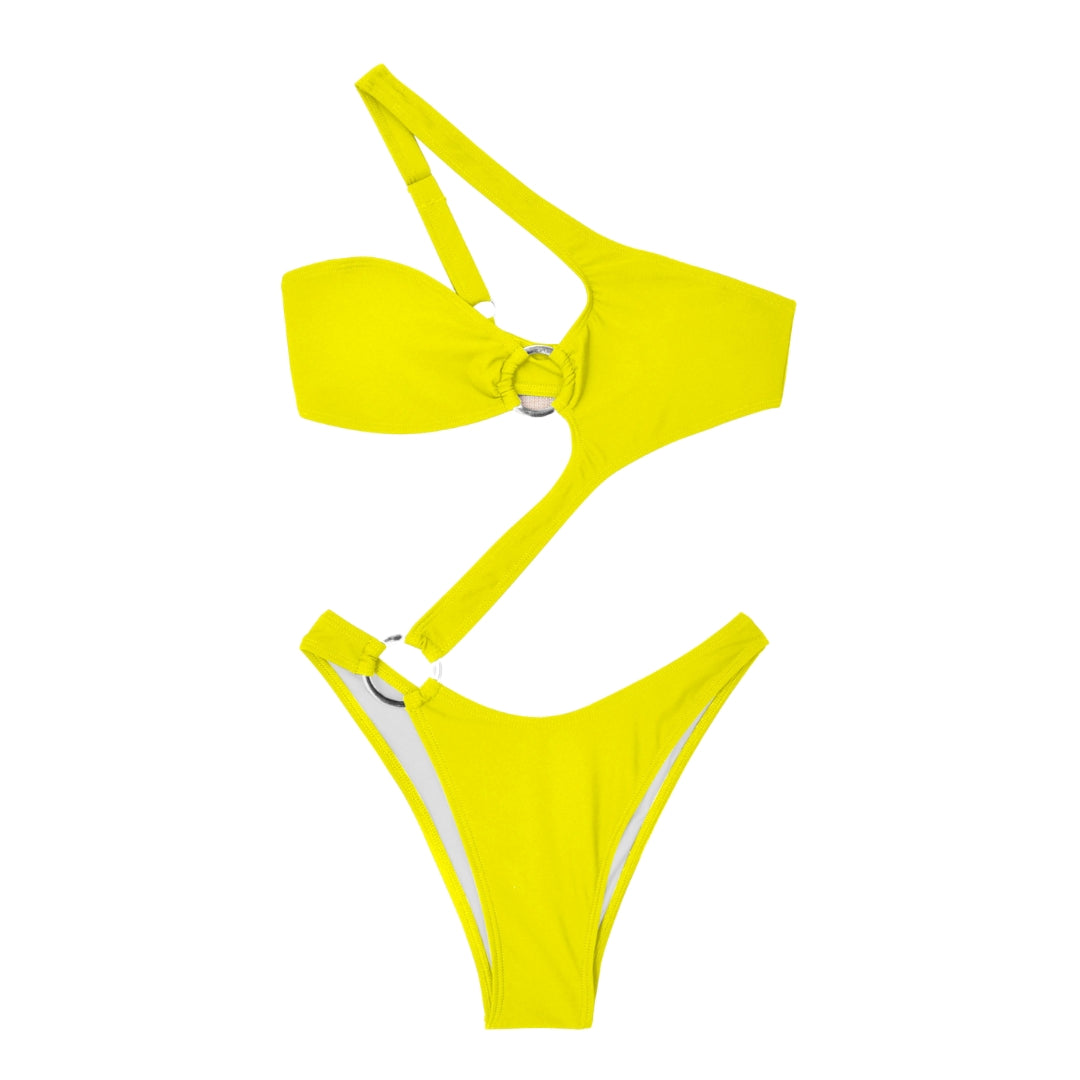 Buckles Irregular Splicing One Piece Swimsuit