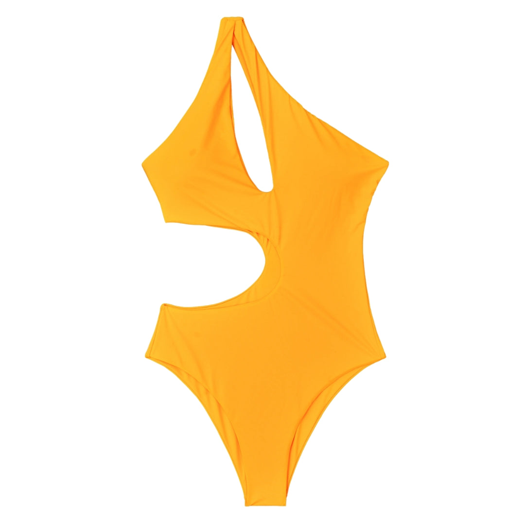 One Shoulder Irregular Hollow One Piece Swimsuit