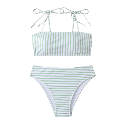 Flat Tube Top Shoulder Straps High Waist Bikini