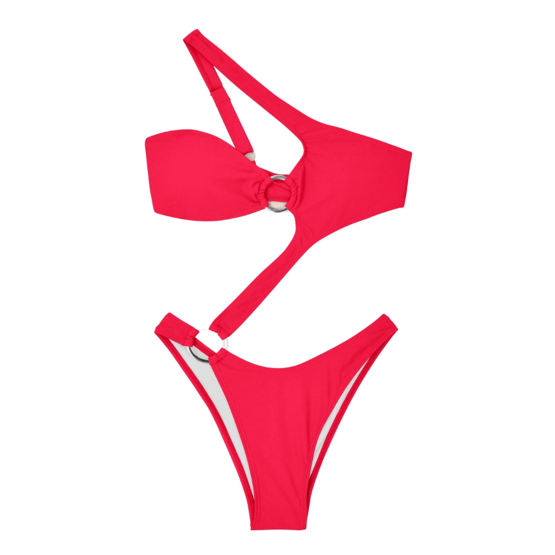 Buckles Irregular Splicing One Piece Swimsuit