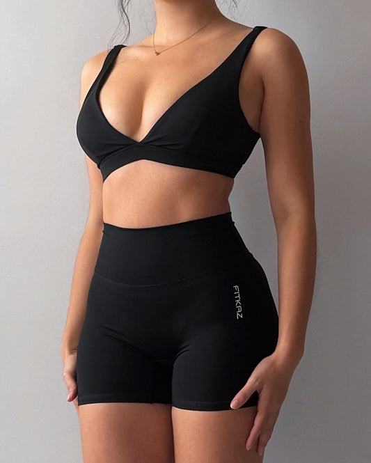 26’ Pilates Queen Push Up Sports Bra Black Pearl