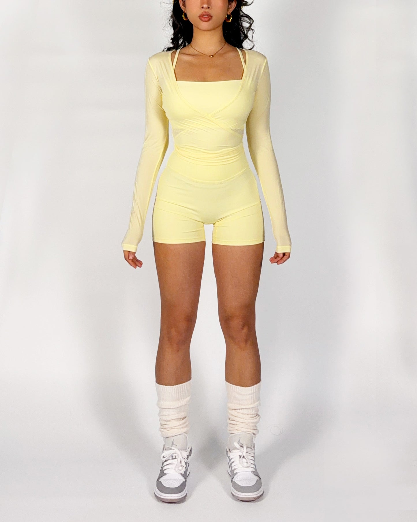 26’ Butter Yellow Wrap Top