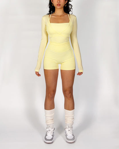 26’ Butter Yellow Wrap Top