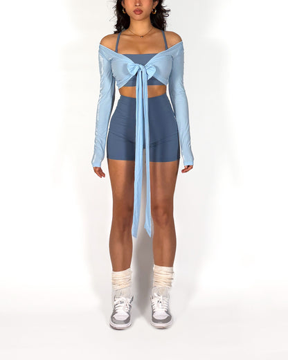 26’ Cowboy Blue Wrap Top