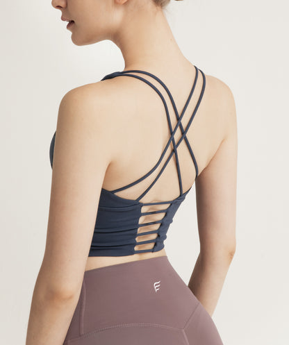 Thin Straps Ladder Crossed Back Beauty Push Up Sports Bra