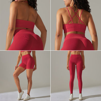 Happy Price Series Vertical Line Stretchy 4 Piece Sports Set