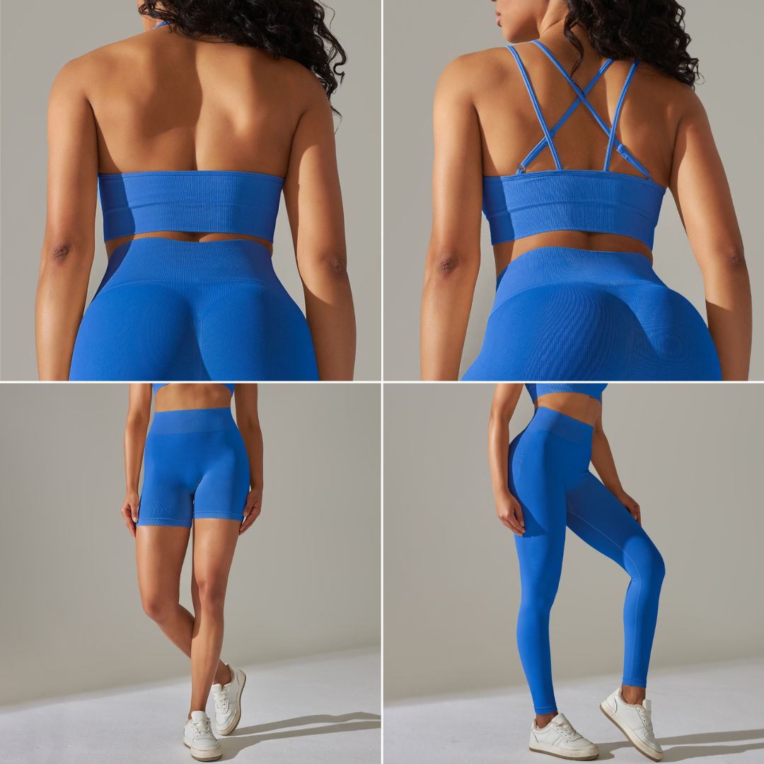 Happy Price Series Vertical Line Stretchy 4 Piece Sports Set