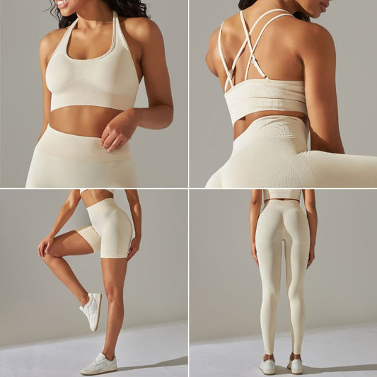 Happy Price Series Vertical Line Stretchy 4 Piece Sports Set