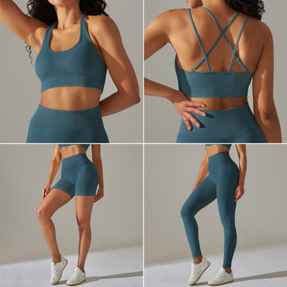 Happy Price Series Vertical Line Stretchy 4 Piece Sports Set