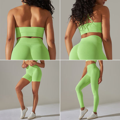 Happy Price Series Vertical Line Stretchy 4 Piece Sports Set